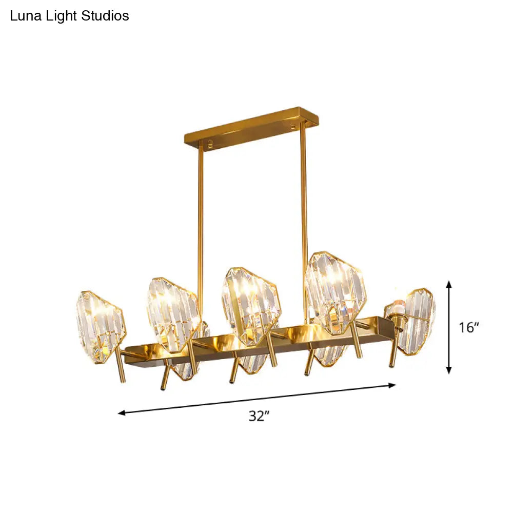 DecorBites™ Gold Crystal Shield Pendant Light with 8 Bulbs - Postmodern Kitchen Island Lighting