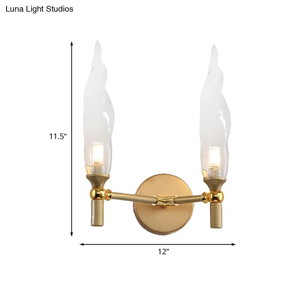 DecorBites™ Gold Double Arm Wall Mount Sconce with Clear Glass Shade - Modern Metal Lighting Fixture for Living Room