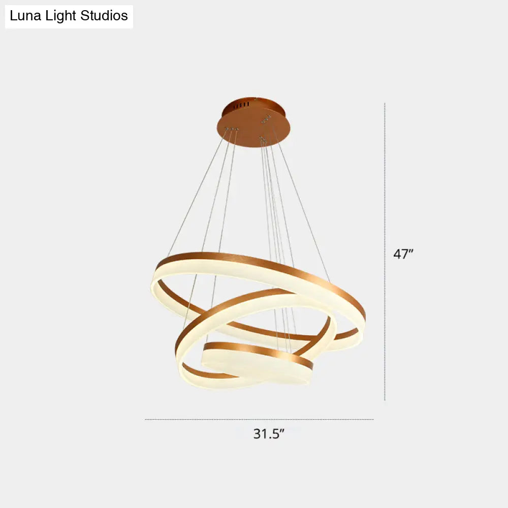 Gold Finish Acrylic Loop LED Ceiling Chandelier - Elegant Hanging Light for Dining Room