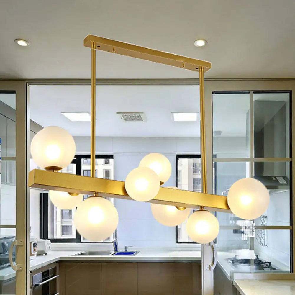DecorBites™ Gold Finish Chandelier with Orb Shade - Post Modern Design, 8 Lights - Perfect for Dining Room