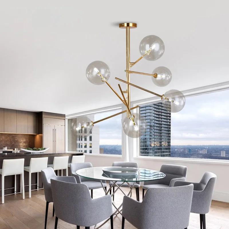 Gold Glass Bubble Chandelier for Dining Room - Chandelier