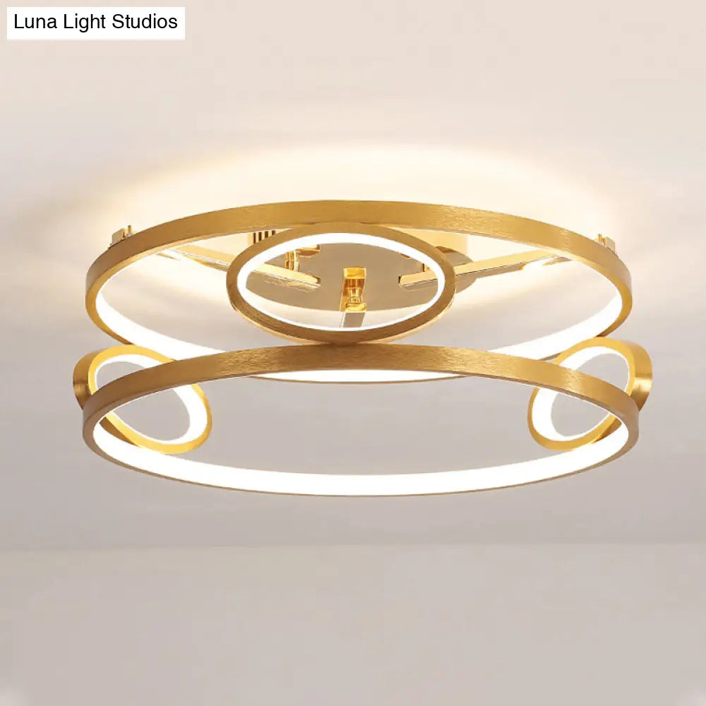 DecorBites™ DecorBites™ Gold LED Acrylic Ceiling Light Fixture for Living Room, Tiered Semi Flush Mount, 18"/23.5" Wide
