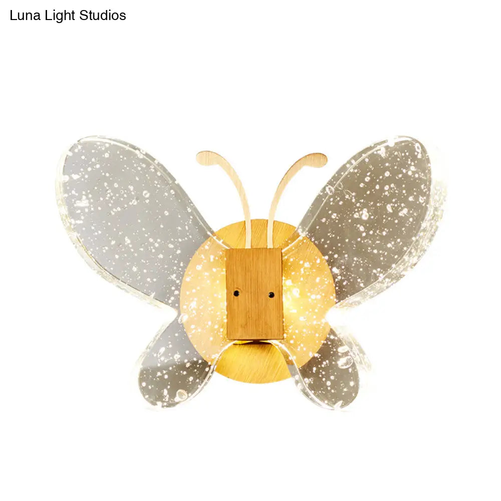 DecorBites™ Gold LED Butterfly Bubble Crystal Sconce for Modern Bedroom Lighting