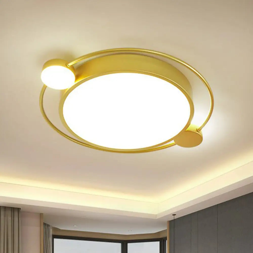 DecorBites™ DecorBites™ Gold LED Flush Mount Ceiling Light with Modern Round Shade