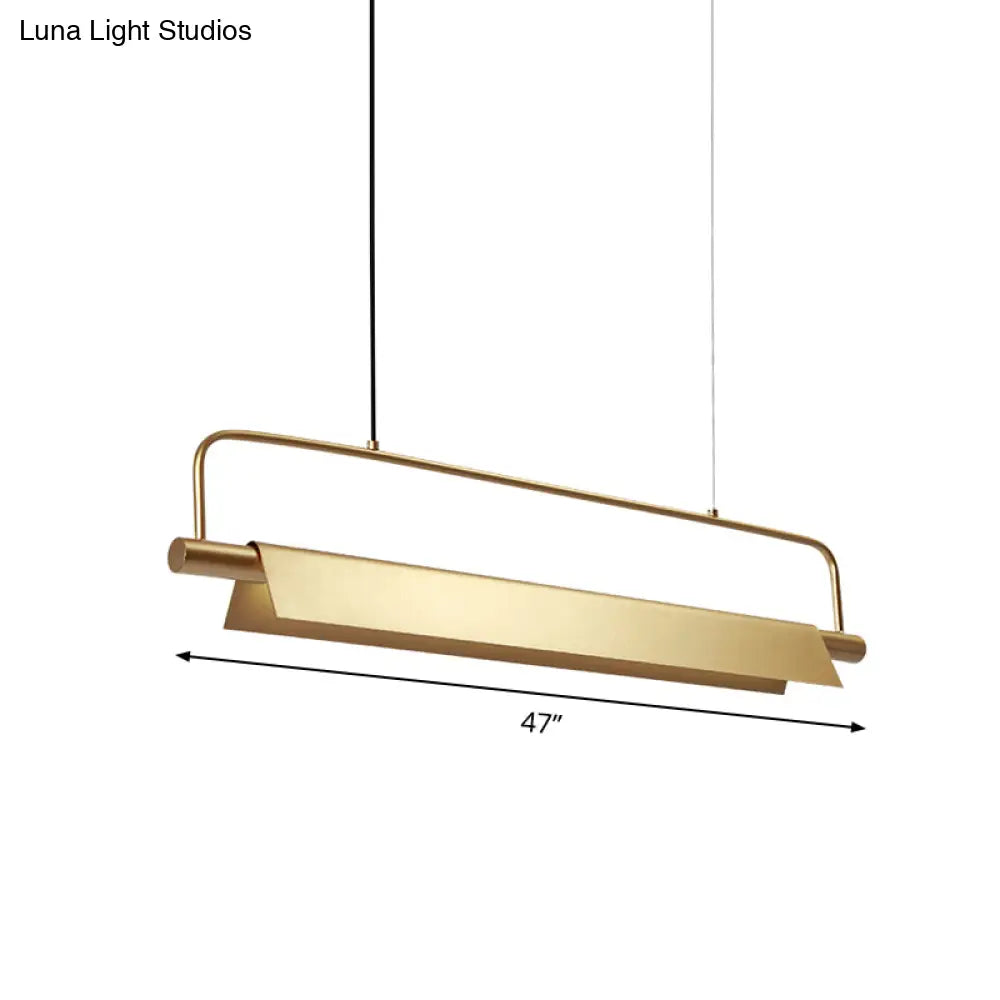 DecorBites™ Gold LED Island Light Fixture - Metallic Colonial Rectangle Design for Restaurants