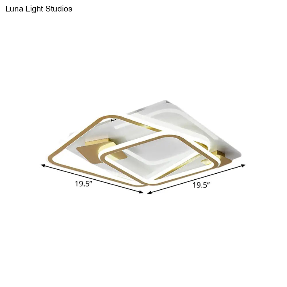 DecorBites™ DecorBites™ Gold LED Square Bedroom Ceiling Light - Semi Flush Mount with Metal Simplicity