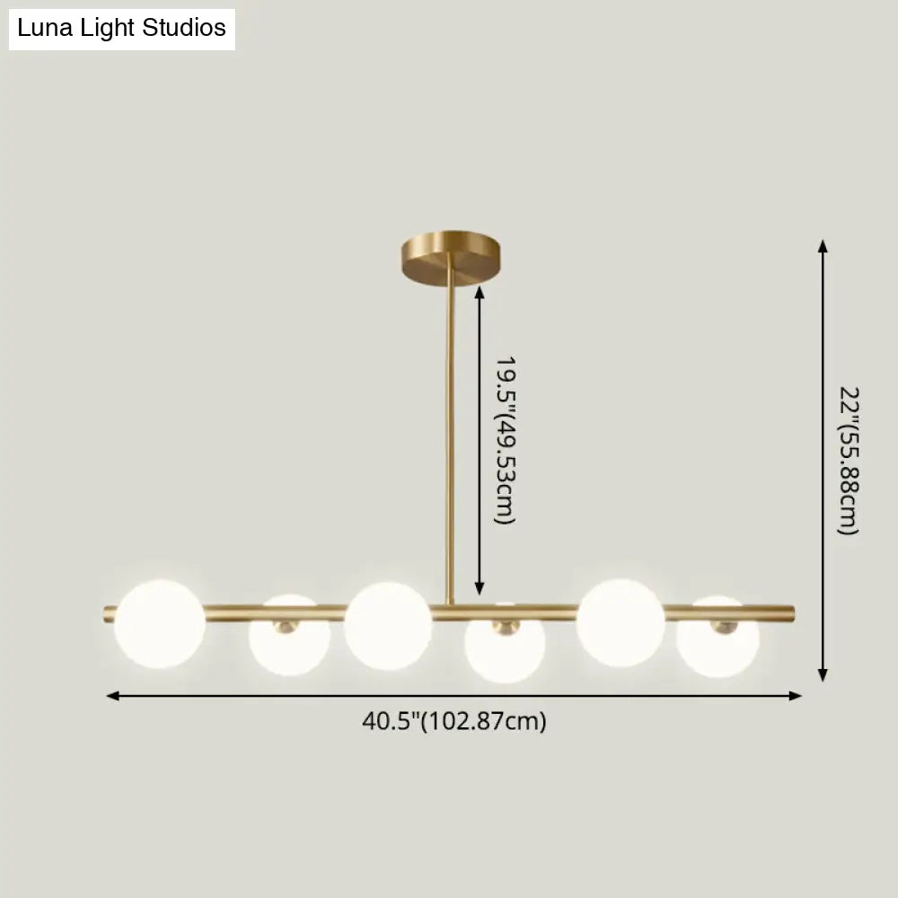 DecorBites™ Gold Linear Island Pendant Light with Spherical Glass Shade - Perfect for Dining Table and Minimalist Decor