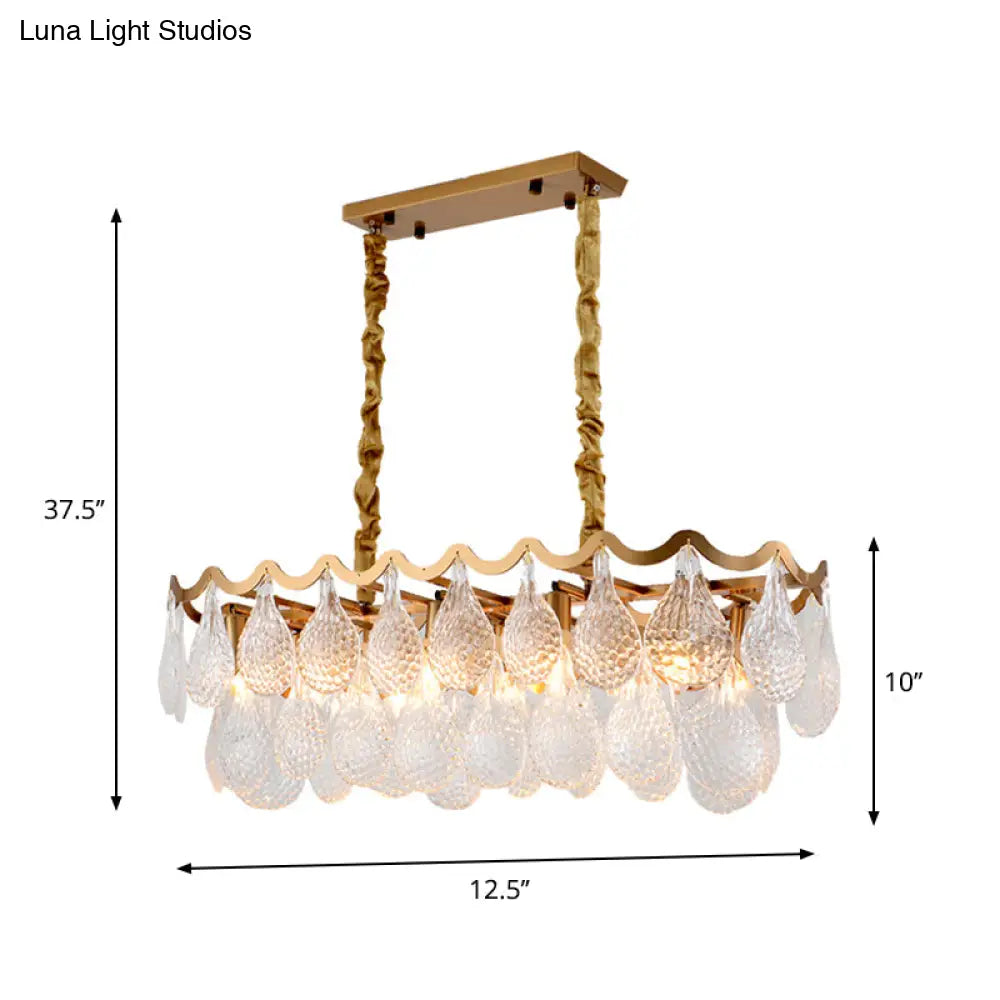 DecorBites™ Gold Luxury Island Pendant with Clear K9 Crystal, 10-Head Down Lighting for Dining Room