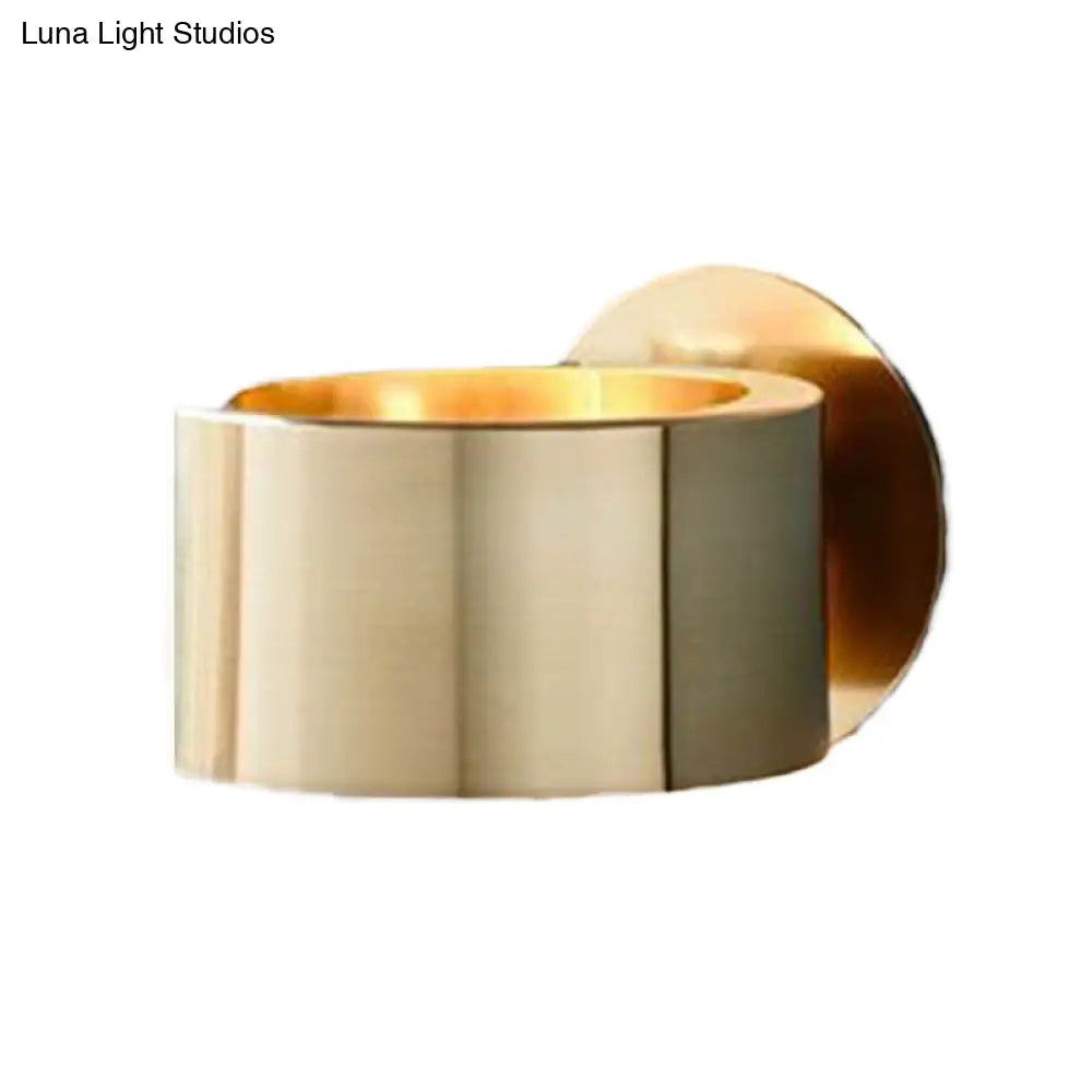 DecorBites™ DecorBites™ Gold Metal Drum Wall Mounted Light - Minimalist 1 Head Living Room Wall Lighting Fixture