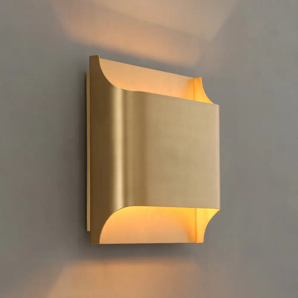 DecorBites™ Gold Metal LED Wall Light with Modern Cut Geometry – Ideal for Bedside Ambiance