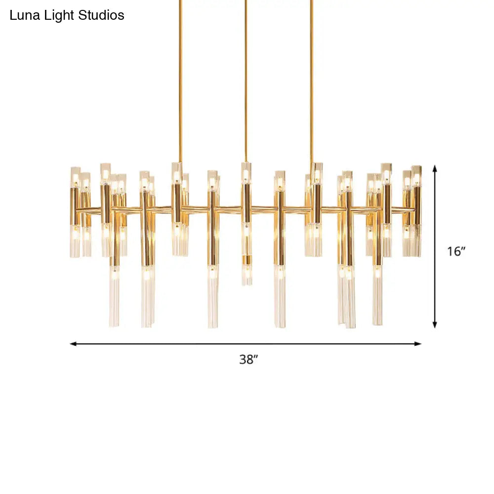 DecorBites™ Gold Metal Tubular LED Island Pendant - Modern 54-Light Ceiling Drop Light for Dining Room