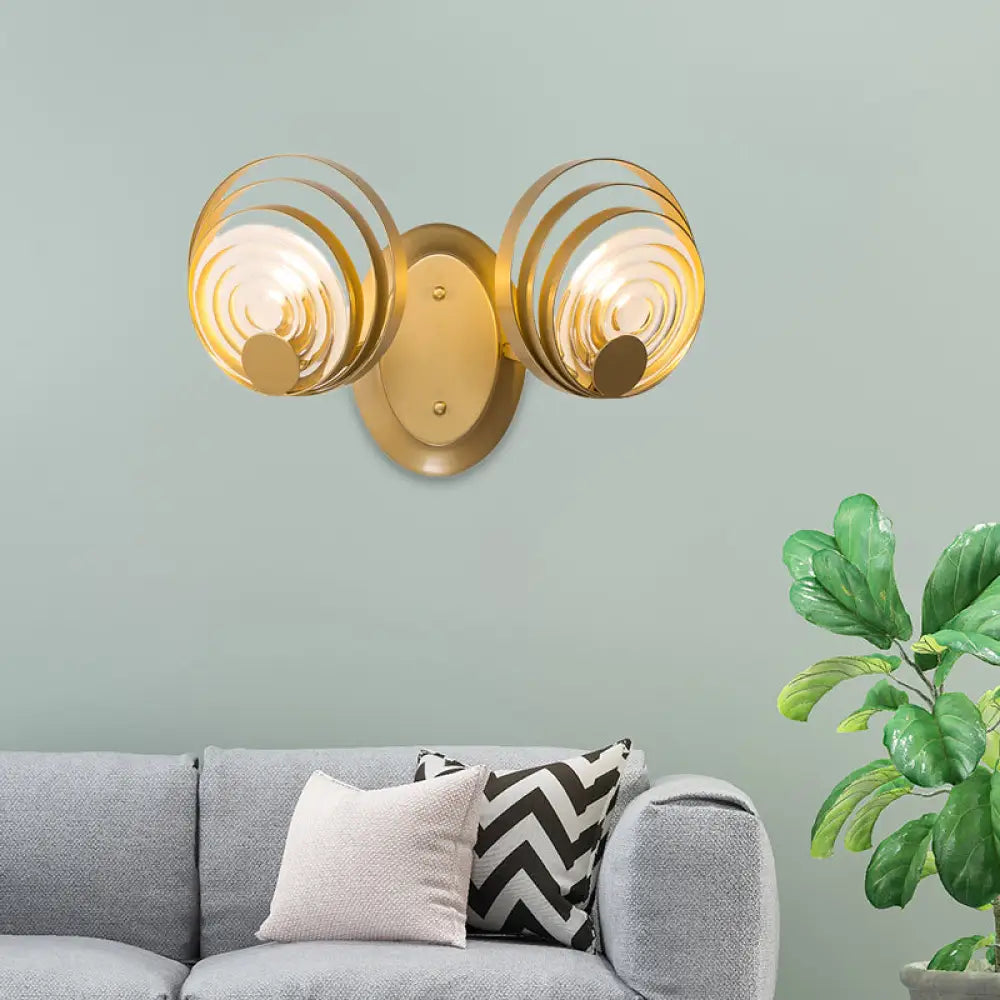 DecorBites™ Gold Metallic Circular Ripple Glass Wall Light for Modern Living Room - 1/2 Light Fixture