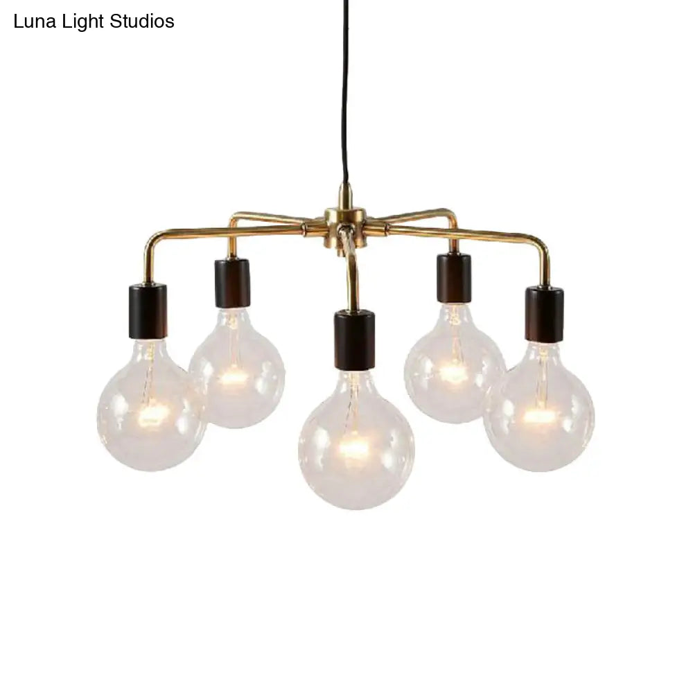 Gold Metallic Industrial Chandelier - Multi Light Living Room Hanging Fixture