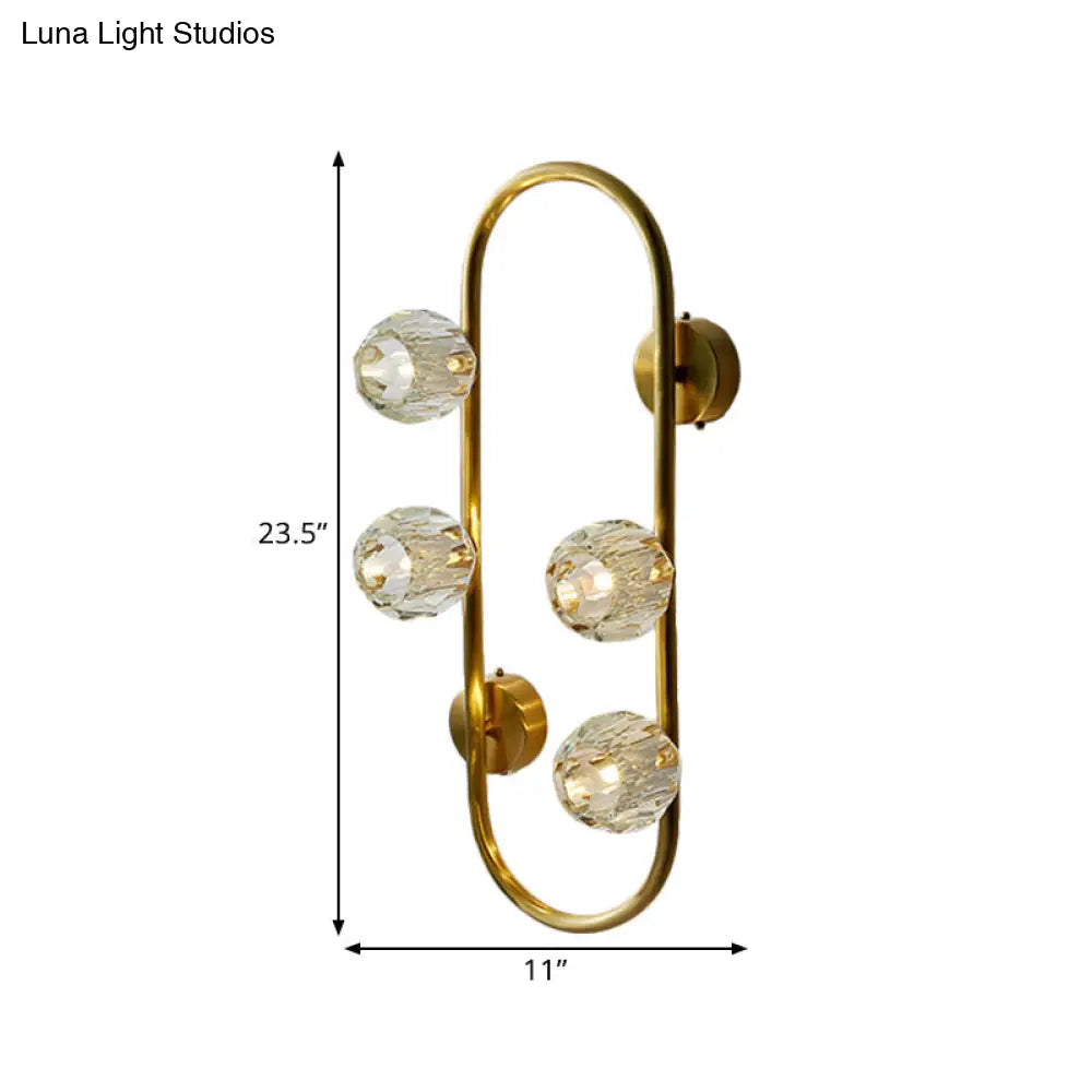 DecorBites™ Gold Modern Wall Mount Light with Clear Crystal Shade and Oval Frame - 4 Bulb Wall Lighting Idea