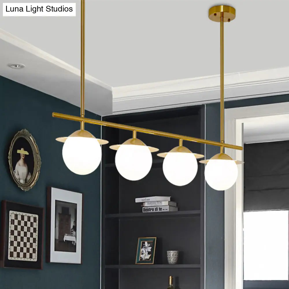 DecorBites™ Gold Opal Glass Round Island Pendant Light with 4 Bulbs