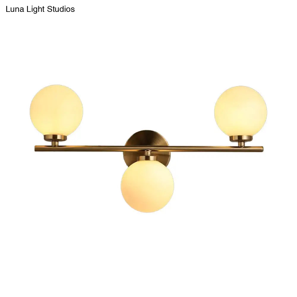 DecorBites™ DecorBites™ Gold Round Wall Mounted Sconce with Milky Glass Shade - Modernism 3 Heads Lighting