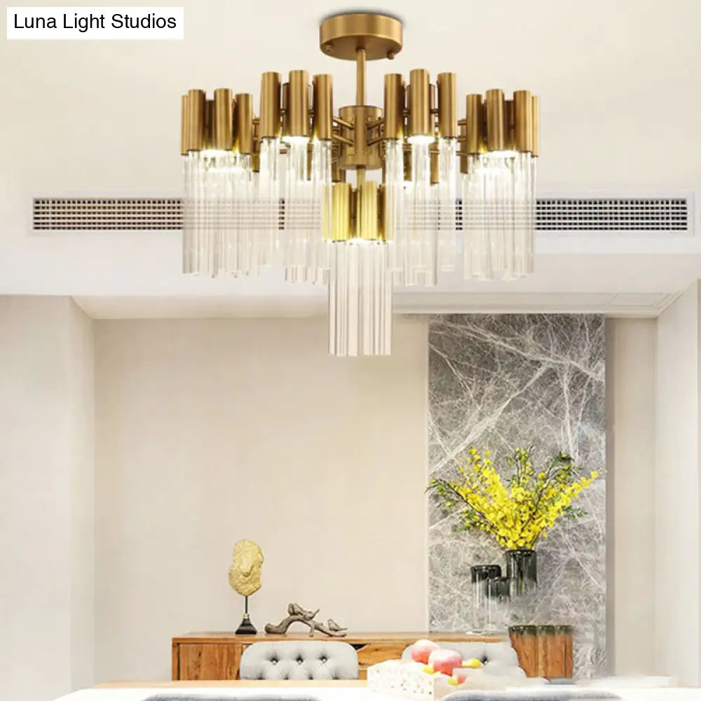 DecorBites™ DecorBites™ Gold Sputnik Semi Flush Mount Ceiling Light: Postmodern Design with 7 Heads & Crystal Accents