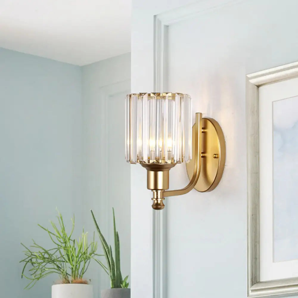 DecorBites™ Gold Wall Lamp with Prismatic Crystal Shade - Postmodern Style