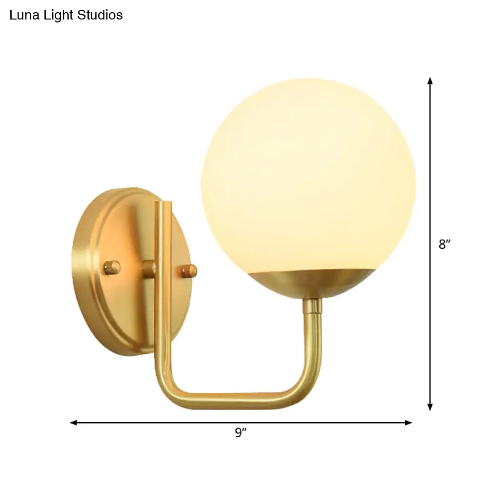 DecorBites™ DecorBites™ Gold Wall Light Sconce with White Glass Shade - Single Head, Simple Design - Ideal for Corridors