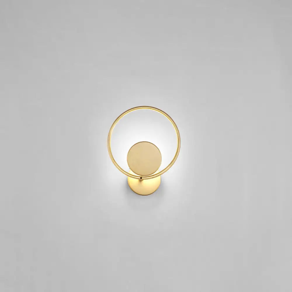 DecorBites™ Golden Metal LED Sconce: Stylish Round Wall Mounted Lamp for Bedrooms