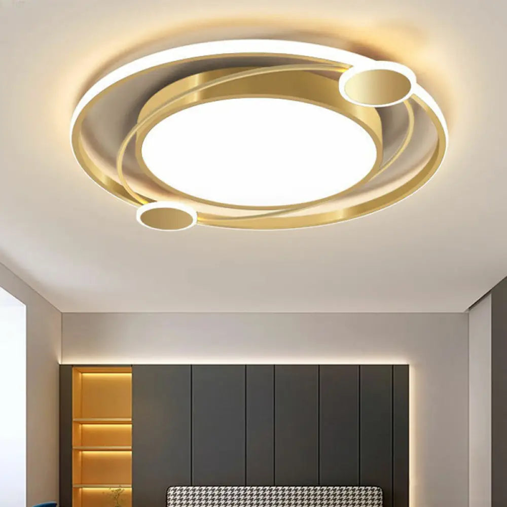 DecorBites™ DecorBites™ Golden Nordic Flush Mount Ceiling Light: LED Metal Fixture for Living Room