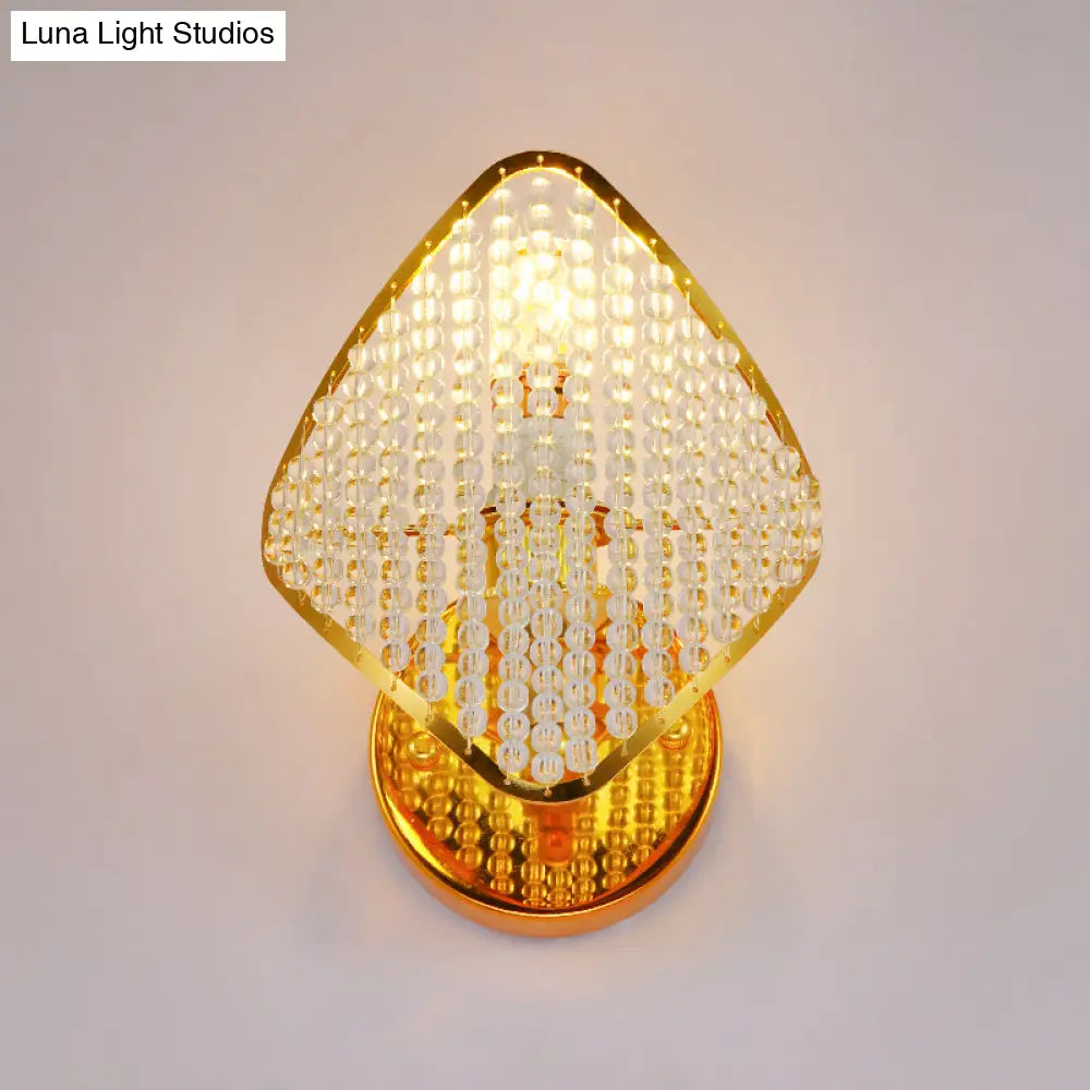 DecorBites™ Golden Rhombus Wall Light Fixture with Clear Crystal Beads - Modern & Stylish