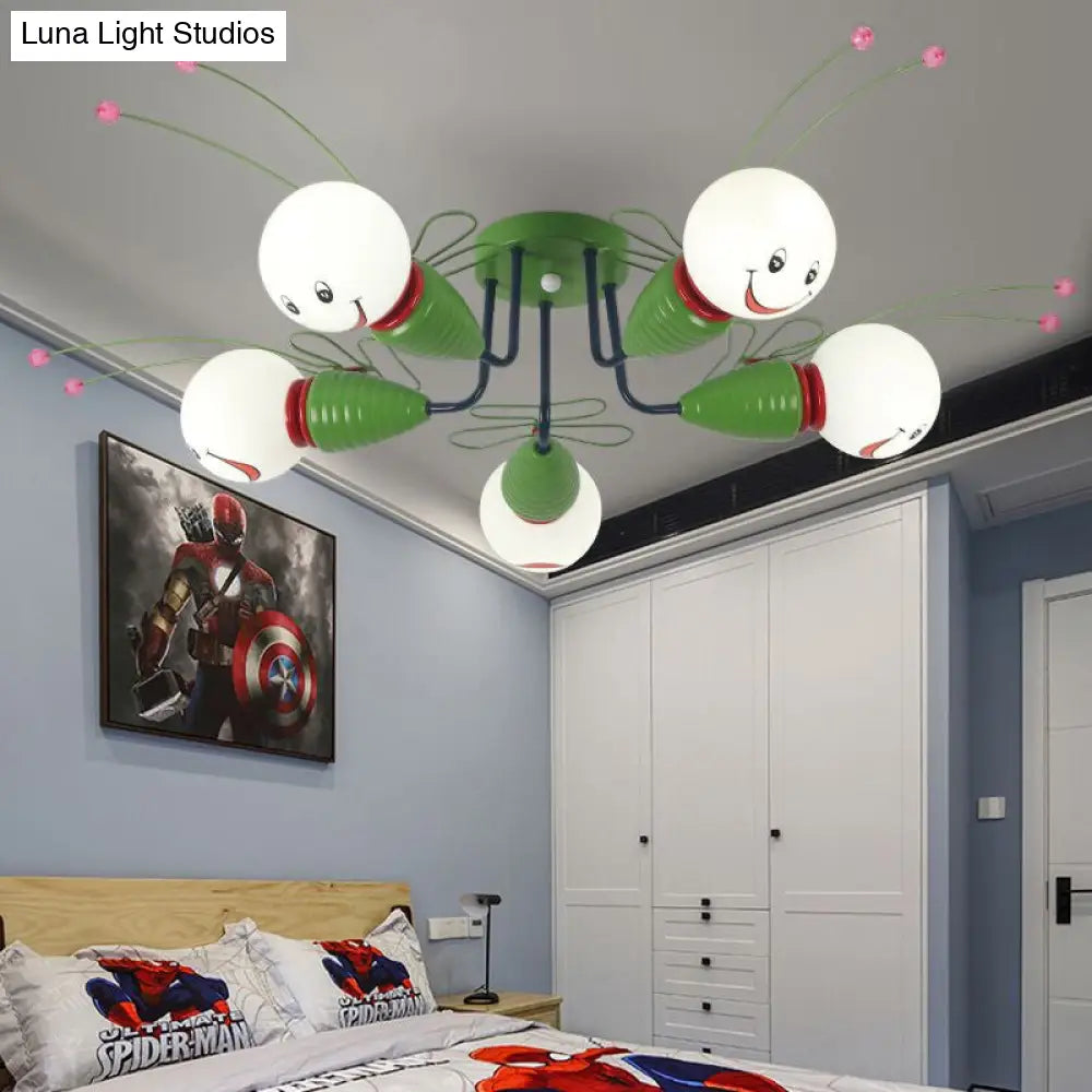 DecorBites™ DecorBites™ Green Bee Metal Semi-Flush Ceiling Lamp for Hallway/Bedroom