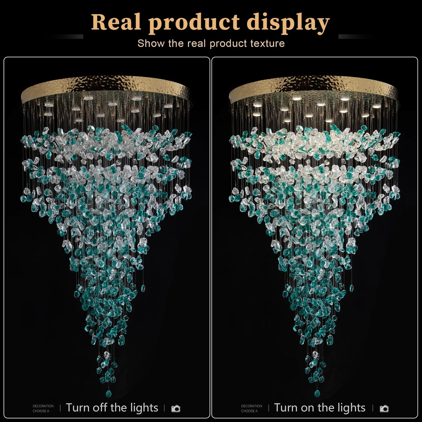 Green Crystal Stone Chandelier for Modern Spaces - Chandelier