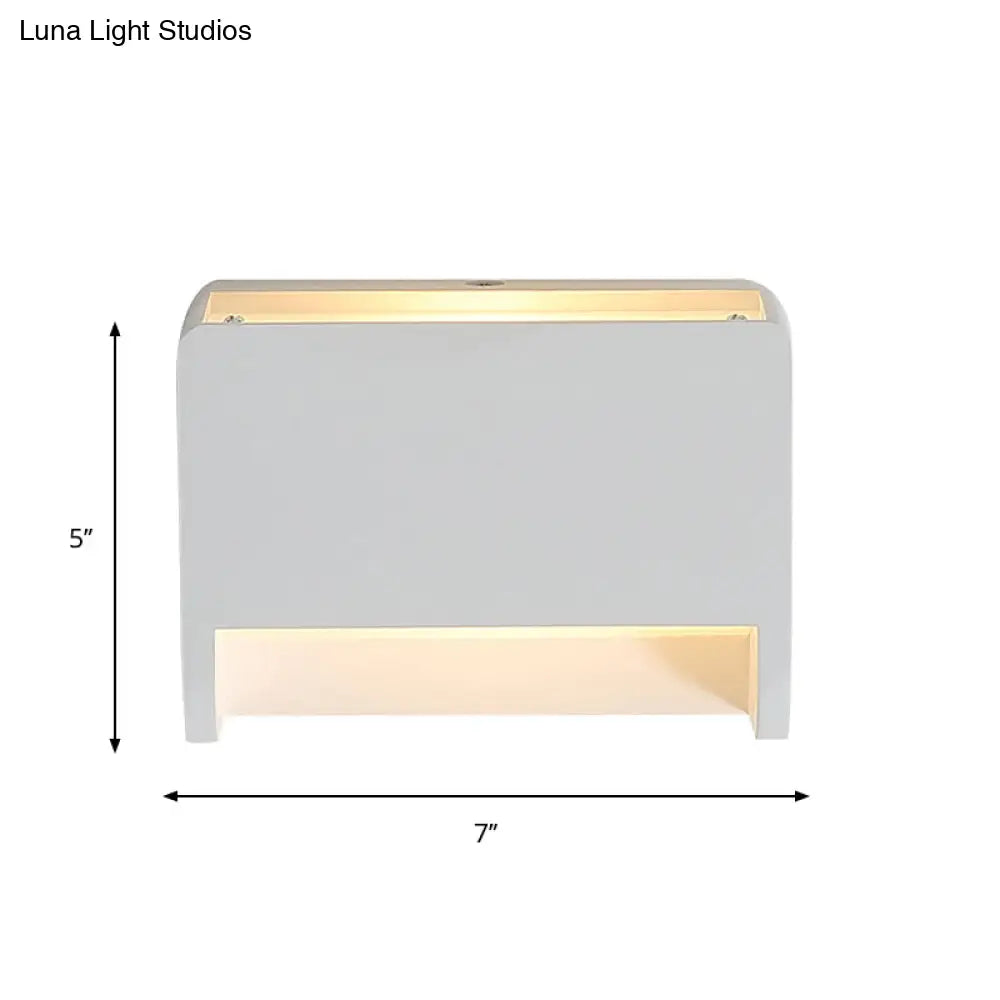 DecorBites™ Gypsum 1-Light LED Wall Lamp in Minimalist Box Shape for Bedroom, White