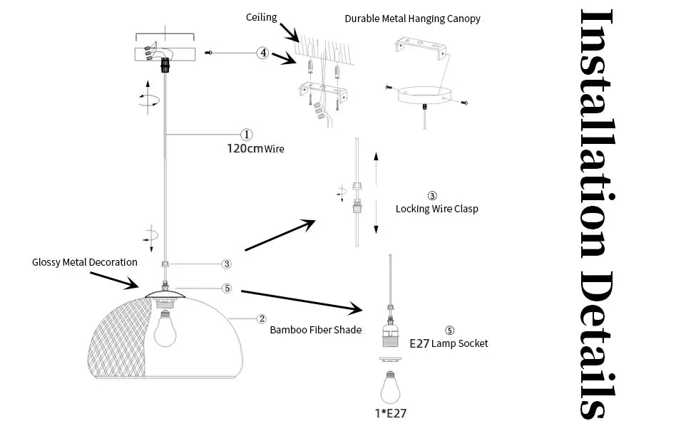 Hand-Woven Bamboo Lantern Pendant Light - 30CM