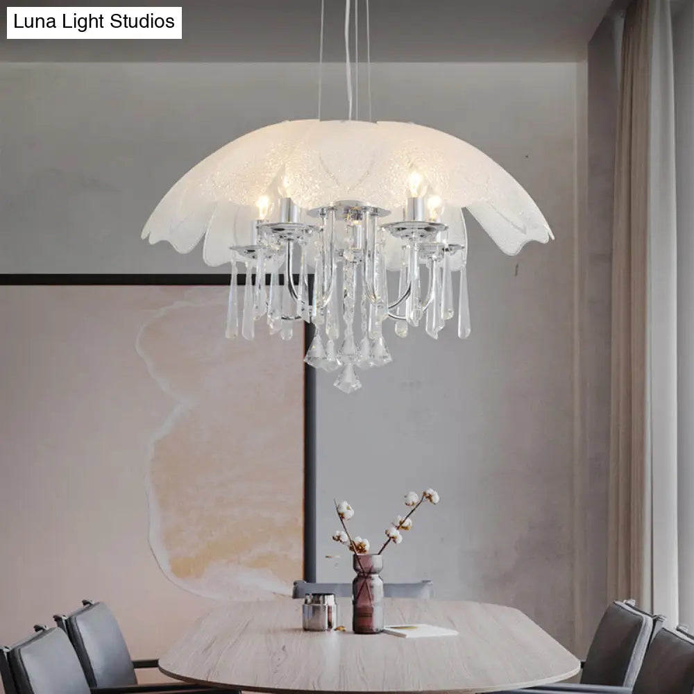 Lámpara de techo colgante con 5 bombillas - Lámpara moderna de cristal, marco cromado y cristal K9