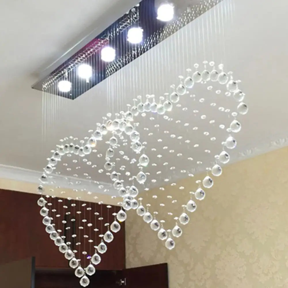 DecorBites™ DecorBites™ Heart Shaped Crystal Flush Mount Ceiling Light in Modern Stainless Steel - 3/5/6 Heads
