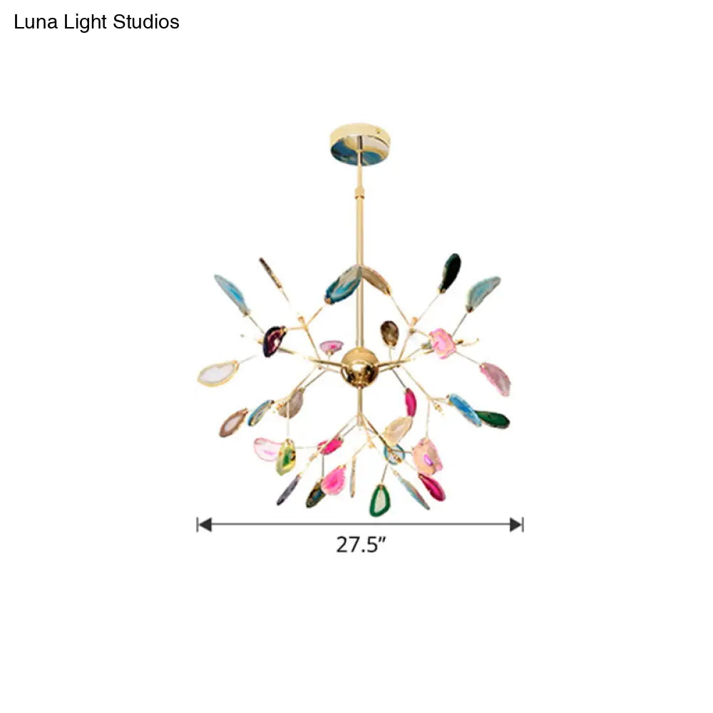 Heracleum Chandelier Agate Suspension Light in Modern Gold - Perfect for Living Rooms