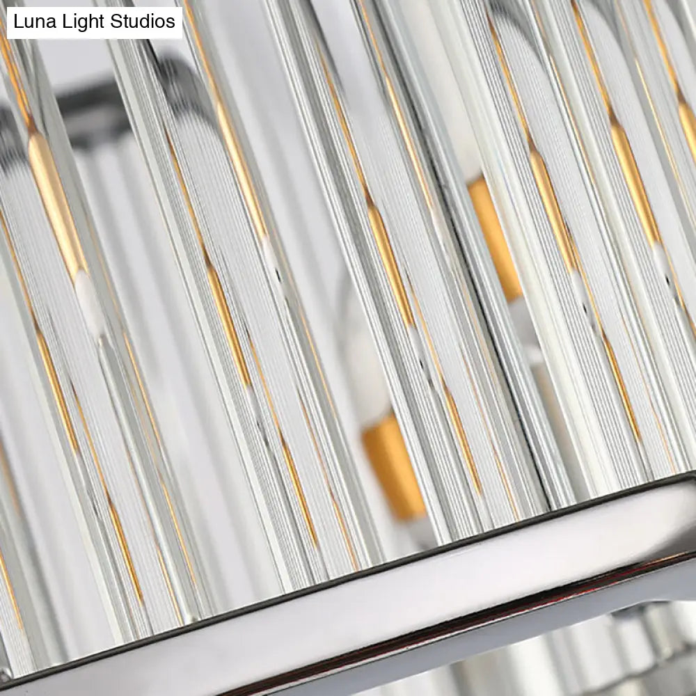 Lámpara colgante hexagonal cromada con cristal - Lámpara colgante moderna de metal para sala de estar