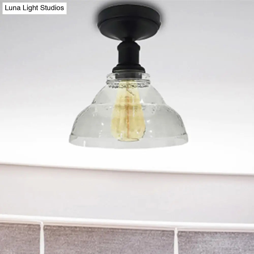 DecorBites™ DecorBites™ Industrial Black/Chrome Ceiling Mount - 1 Light Semi Flush Light with Bowl Shade for Living Room