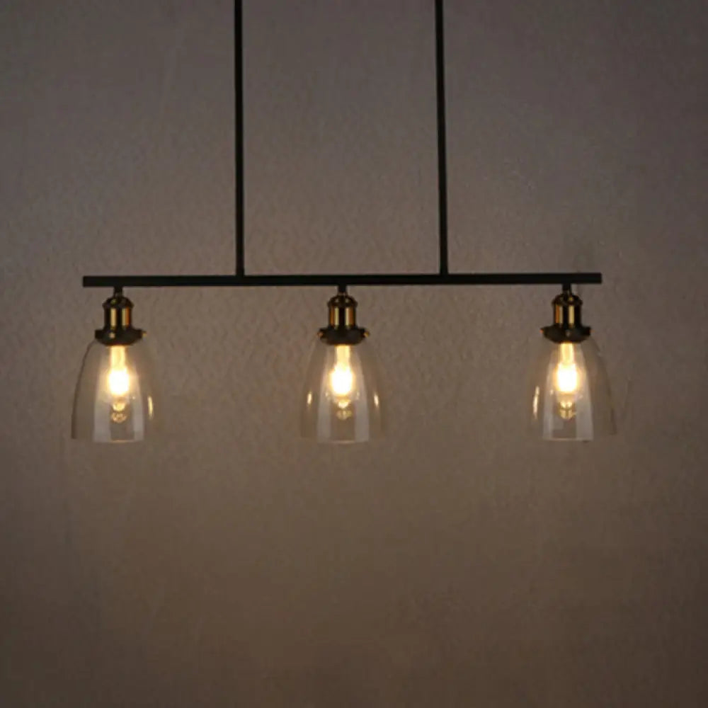 DecorBites™ Industrial Clear Glass Pendant Light - Cone Shade, 2/3 Lights - Black Hanging Lamp Kit for Dining Room Island