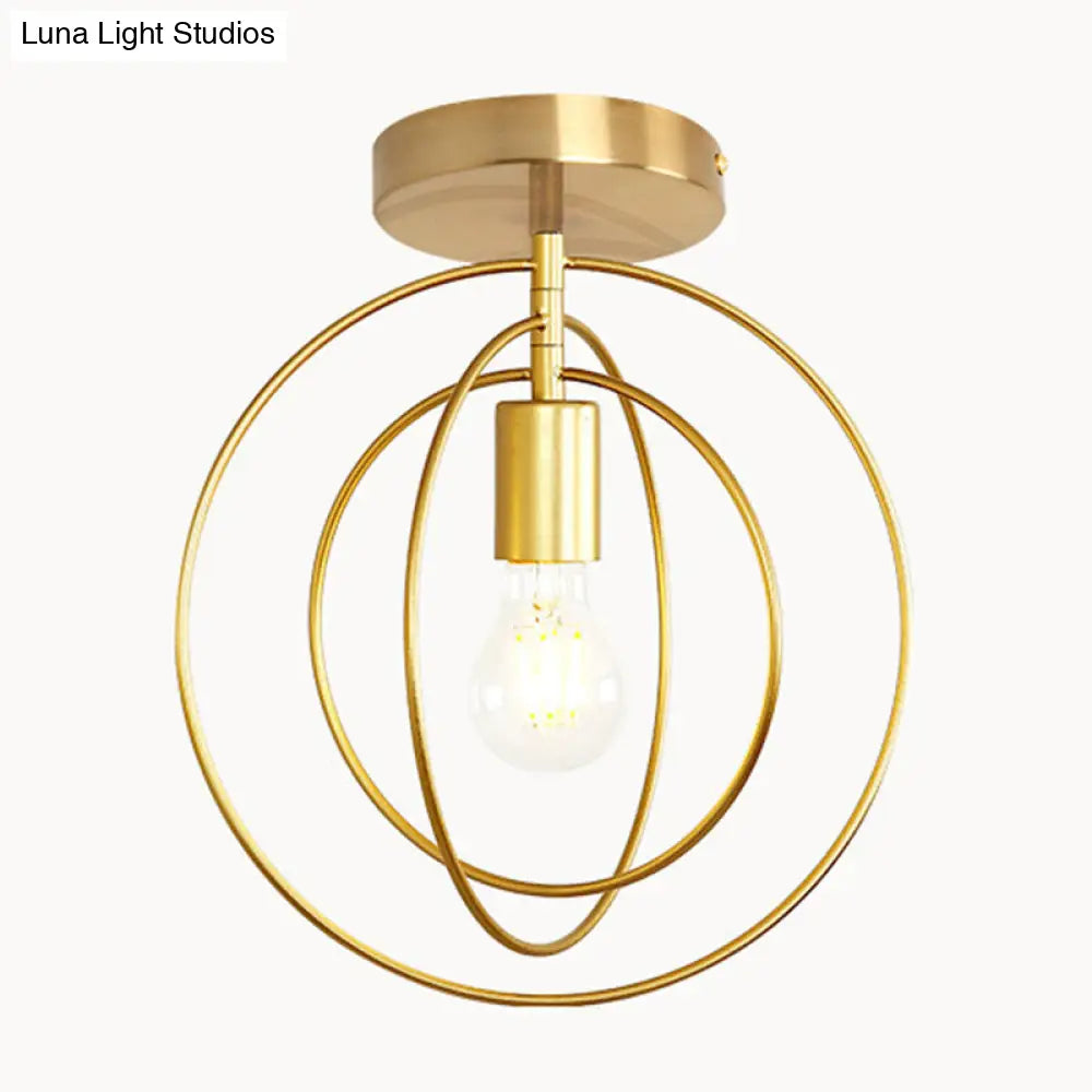 DecorBites™ DecorBites™ Industrial Metal Ceiling Mount Chandelier - 1 Light Semi Flush Fixture for Hallway