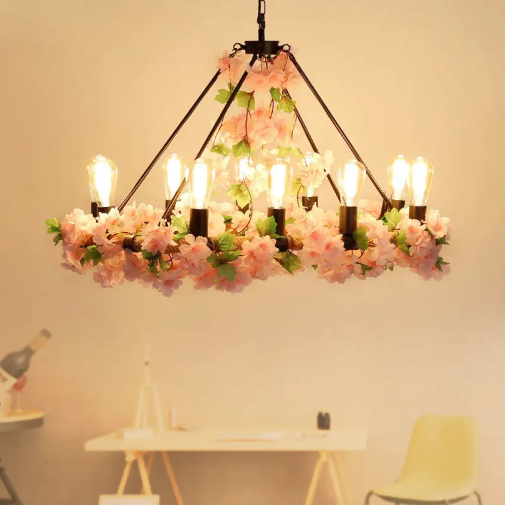 مصباح معلق LED معدني صناعي من DecorBites™ مزود بـ 10 لمبات - لمسة نهائية باللون الوردي/الأخضر - مثالي للمطاعم
