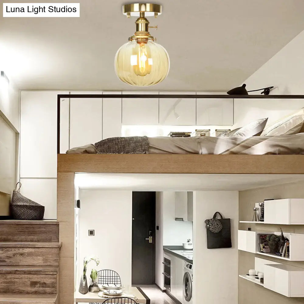 DecorBites™ DecorBites™ Industrial Orb Shade Ceiling Light with Water Glass - Semi Flush for Living Room