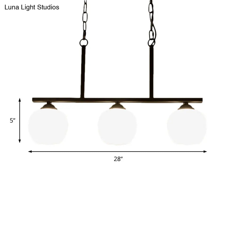 DecorBites™ Industrial Pendant Lighting with Opal Glass Globe Shade - Black 3-Light - Perfect for Dining Rooms