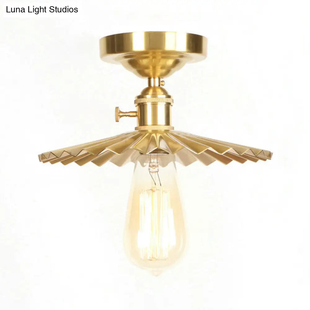 DecorBites™ DecorBites™ Industrial Radial Wave Semi-Flush Brass Light - 1 Bulb with/without Switch