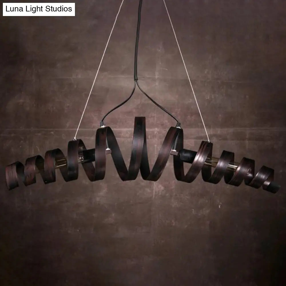 DecorBites™ Industrial Style 2-Head Spiral Metal Pendant Lamp for Cafe and Bar Lighting in Rust