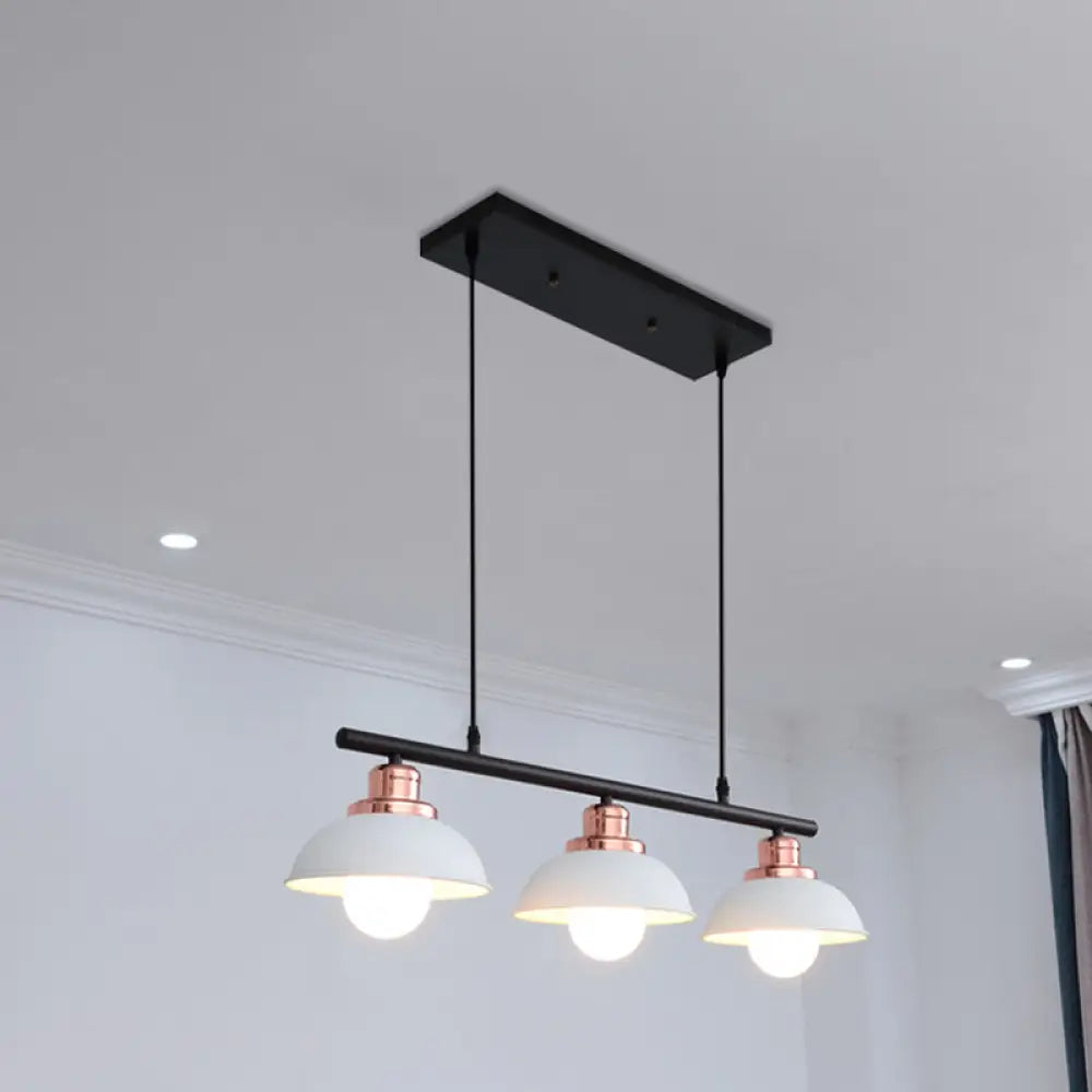 DecorBites™ Industrial Style Dome Kitchen Island Light Fixture with 3 Metallic Lights - Black/White