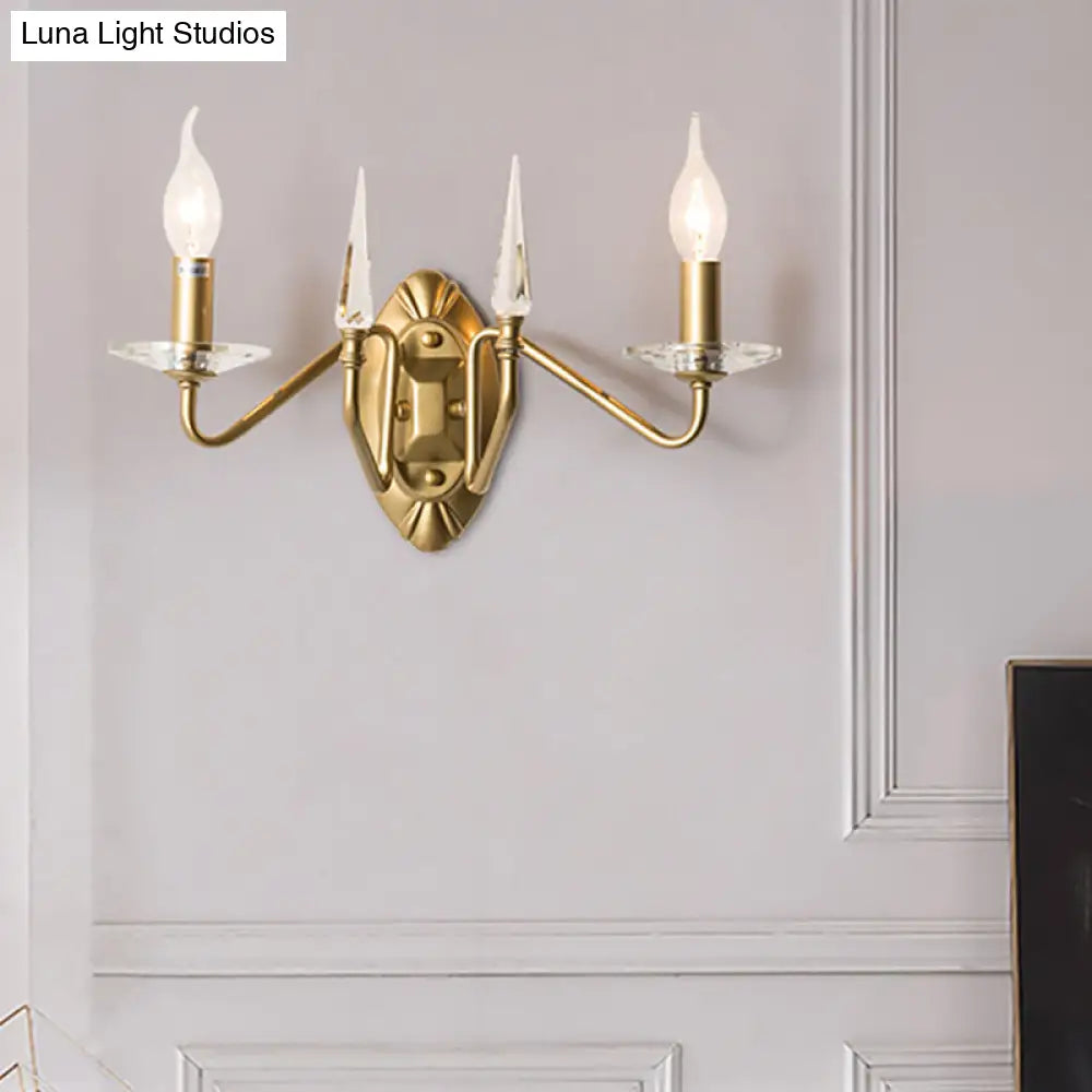 DecorBites™ Iron Candle Wall Light Sconce with Crystal Decoration - Modern 2 Head, Gold Finish