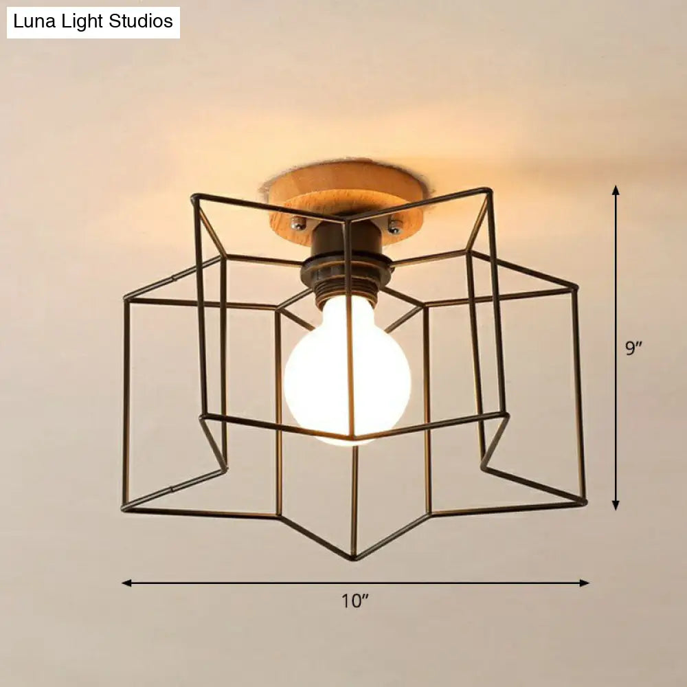 DecorBites™ DecorBites™ Iron Geometric Semi-Flushmount Ceiling Light for Entryways
