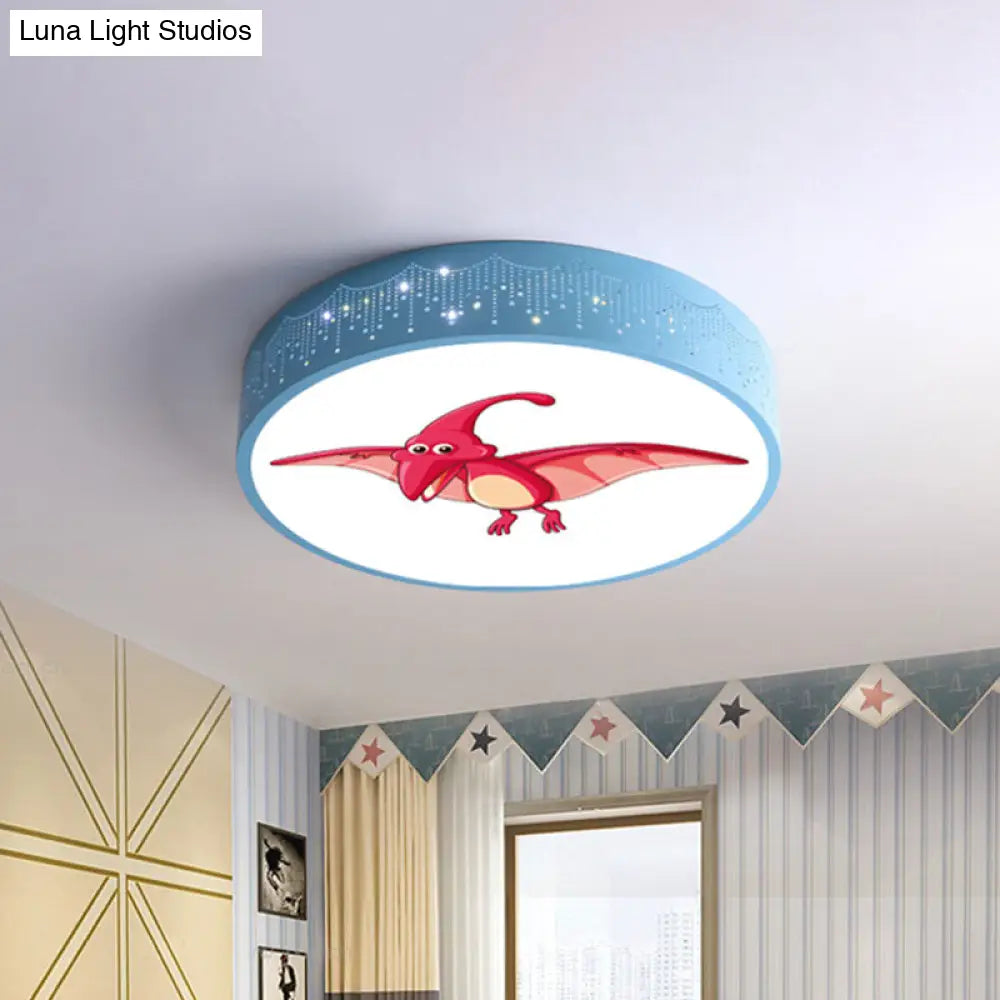 DecorBites™ DecorBites™ Iron LED Flush Mount Ceiling Light with Dinosaur Pattern in Red/Blue/Green