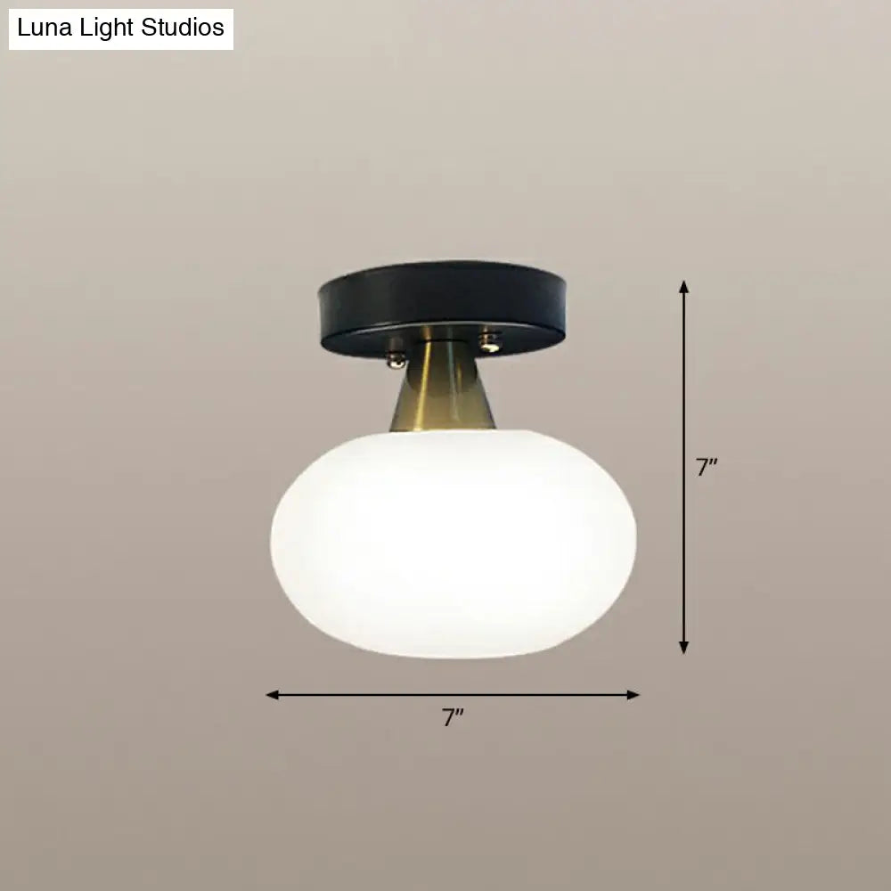 DecorBites™ DecorBites™ Ivory Glass Ceiling Light Fixture - Oval Simplicity Entryway Flush Mount Lighting