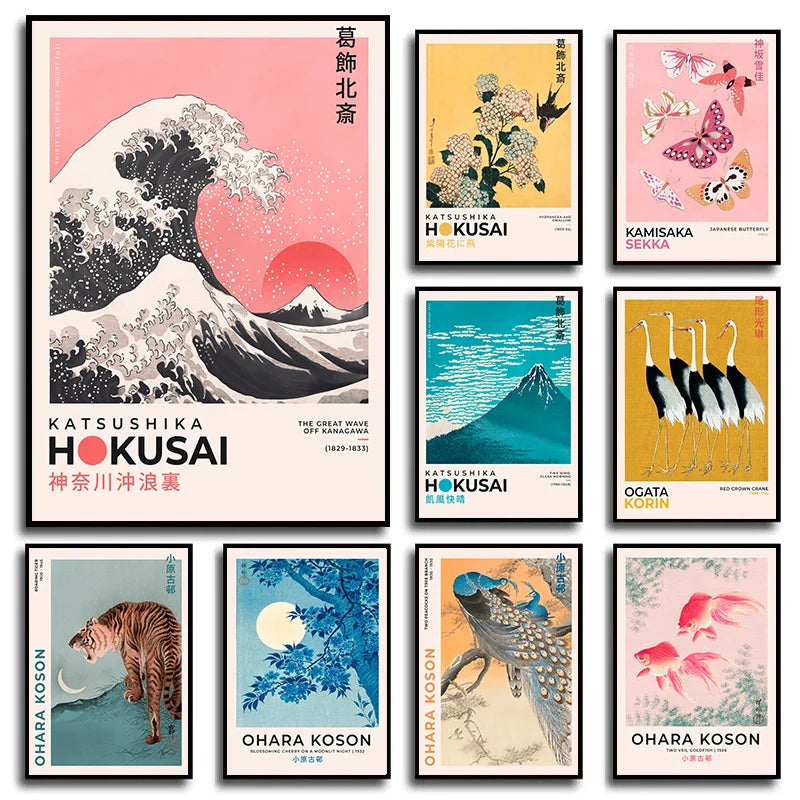 Japanese Hokusai Art Poster Print on Canvas - Posters