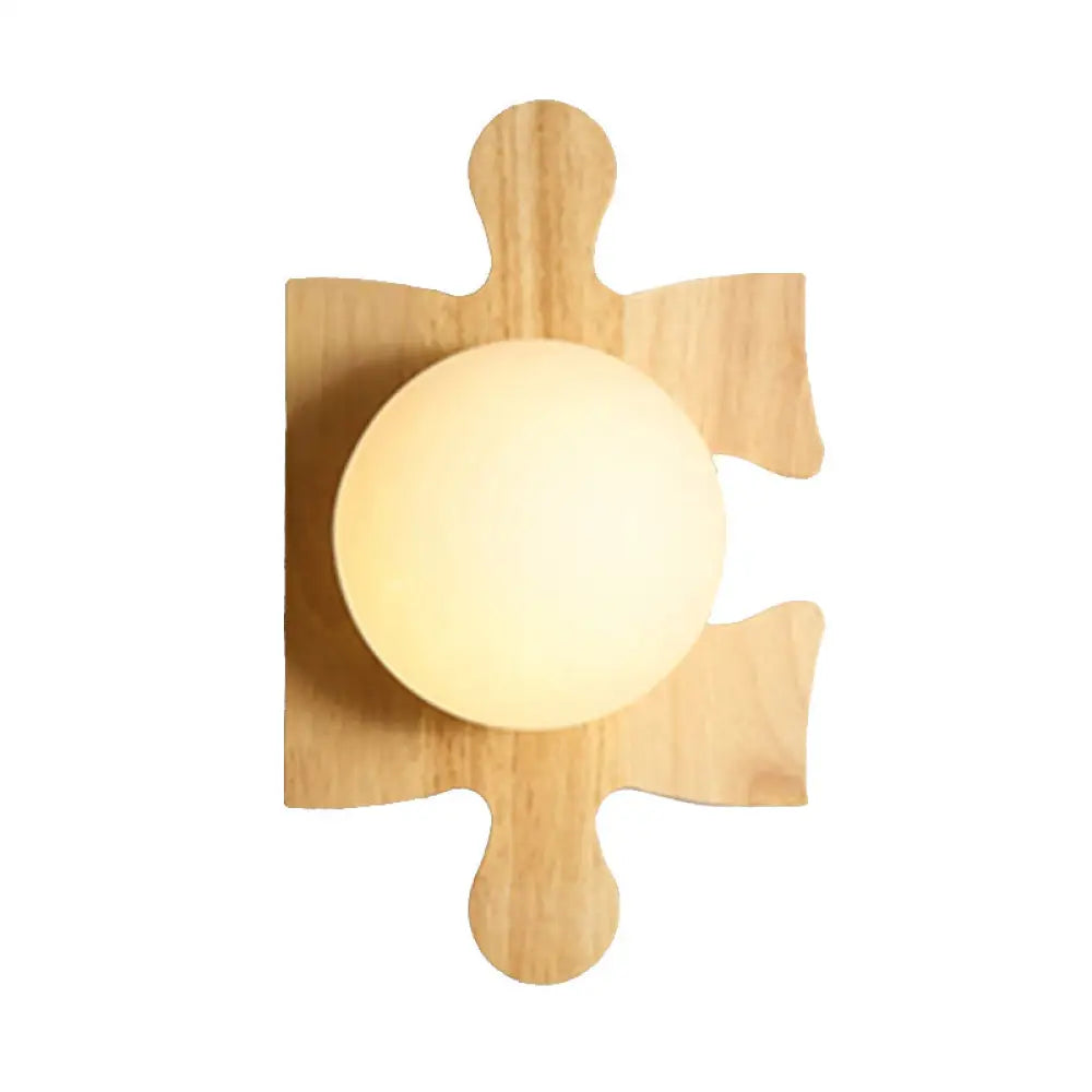 DecorBites™ Japanese Style Wooden Puzzle Base Wall Light - 1 Light Beige Sconce Lamp for Corridor & Kitchen