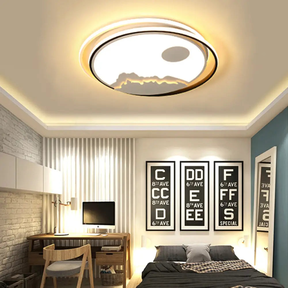 DecorBites™ DecorBites™ Kid Bedroom Mountain Sun LED Ceiling Light – Modern White Acrylic Ceiling Mount